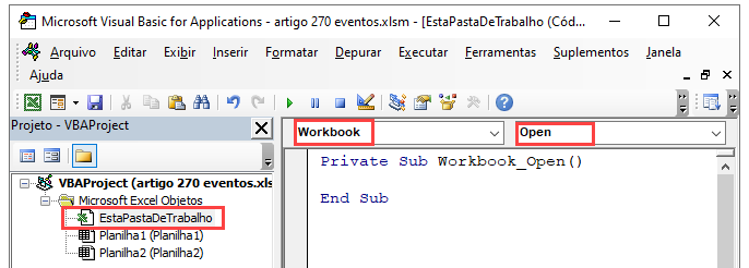 evento workbook open