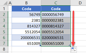 excel ajout zeros formule texte etendre