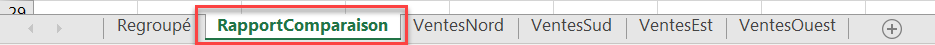 excel comparer feuilles nouvelle feuille