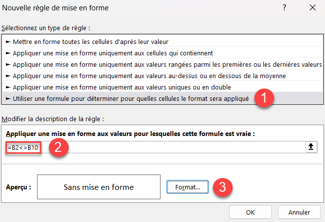 excel comparer tableaux formule