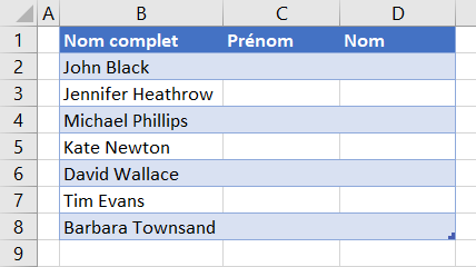 excel diviser cellules premiere etape