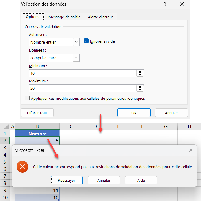 excel limiter valeur presentation