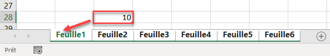 excel plusieurs feuilles cellule feuille1