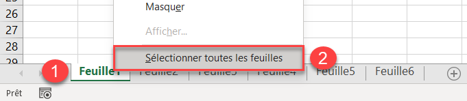 excel plusieurs feuilles tout selectionner