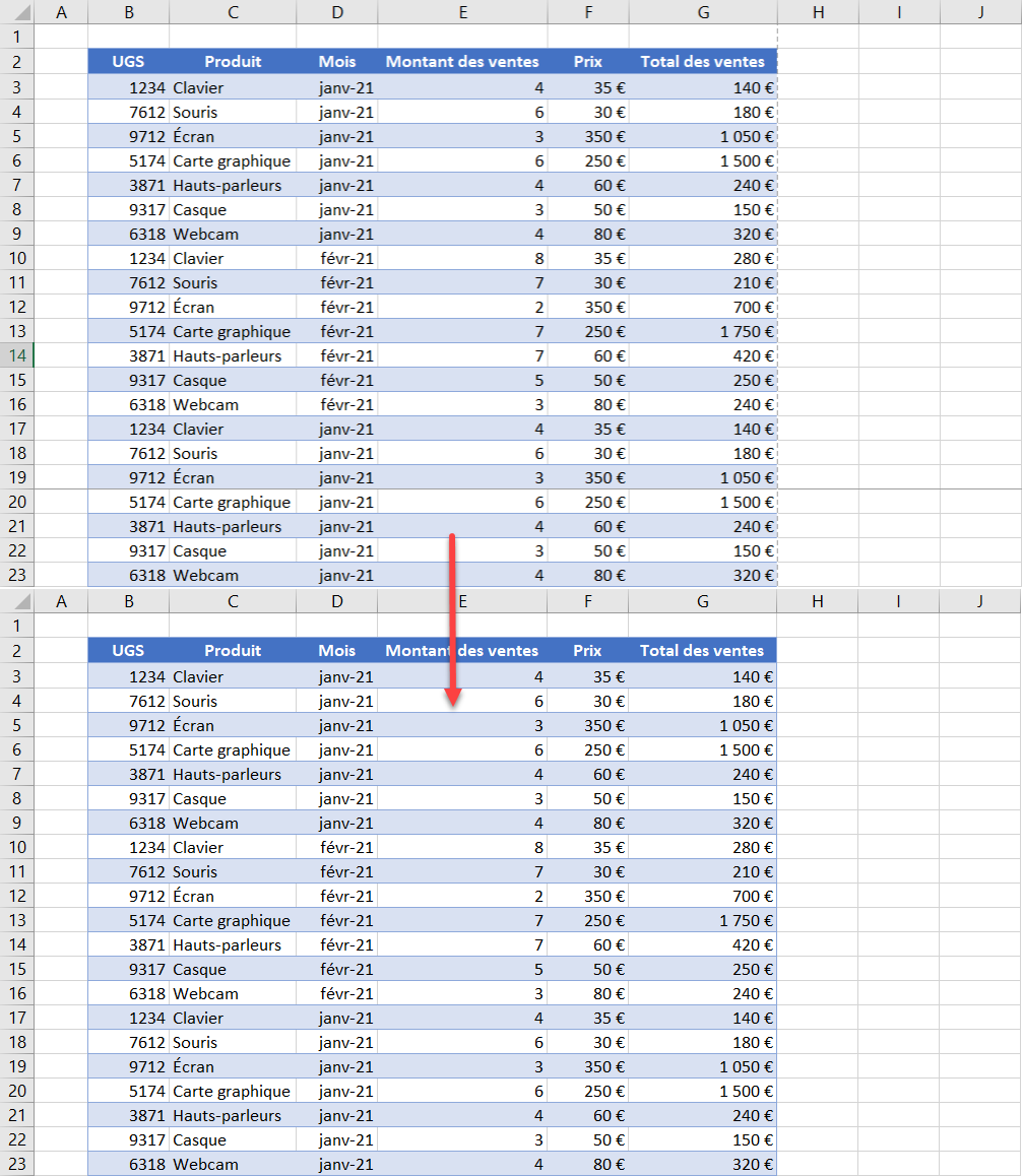 excel retirer pointilles presentation