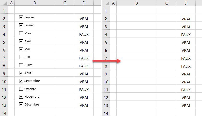 excel supprimer case presentatioj