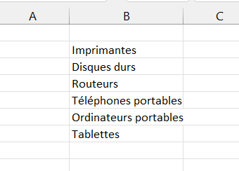 liste configuration donnees