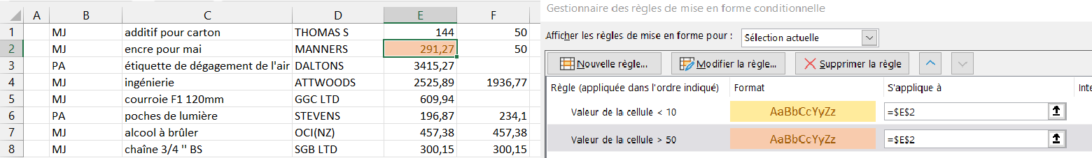 mise en forme conditionnelle exemple