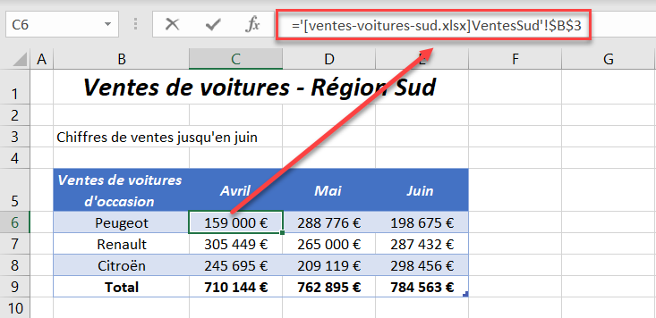 raccourcis excel depuis autre fichier