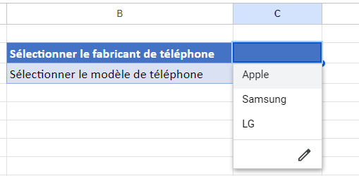 selectionner option nouvelle liste cree