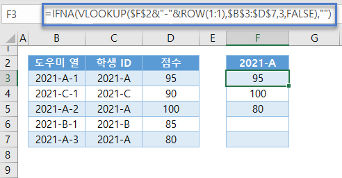 중복값조회 IFNA함수 모든일치함수