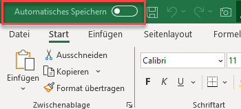 Automatisches Speichern ausgegraut in Excel