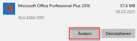 Microsoft Office Installation aendern