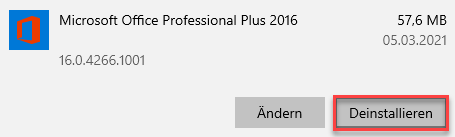 Microsoft Office Installation deinstallieren