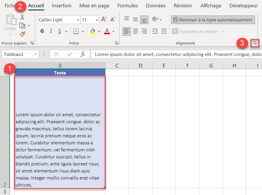 excel interligne etapes