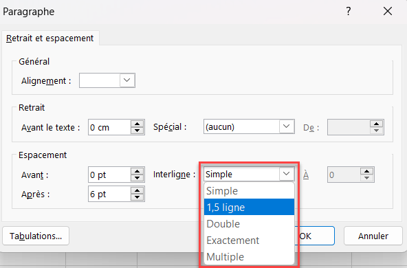 excel interligne paragraphe ligne