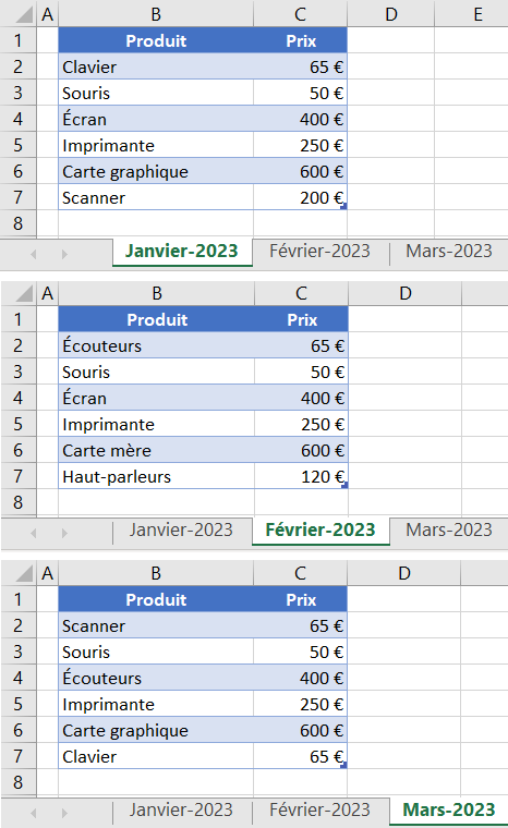 excel rechercher feuilles presentation