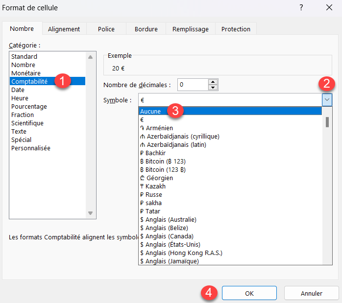 excel retirer signe format