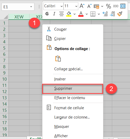 excel supprimer lignes colonnes supprimer colonnes