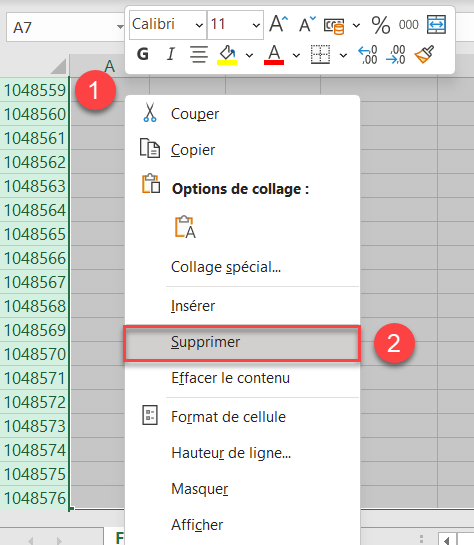 excel supprimer lignes colonnes supprimer lignes