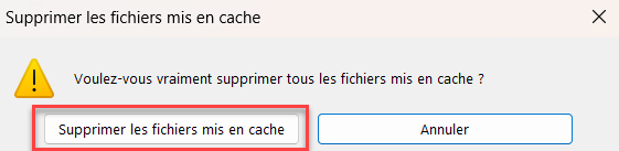 excel vider cache confirmer