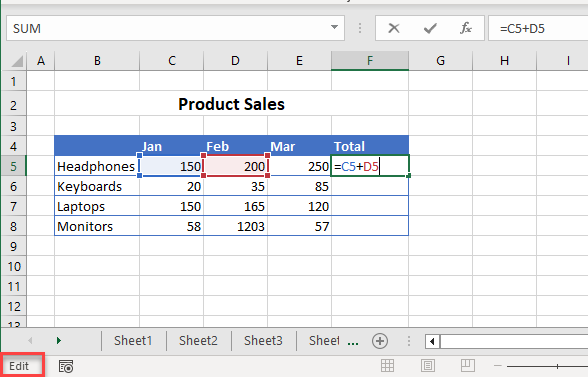 formulas edit f2