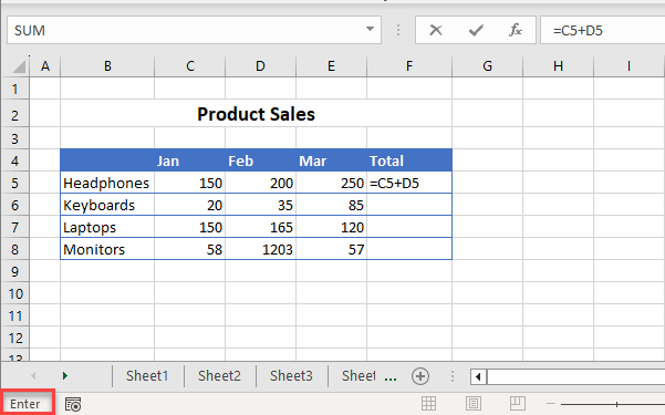 formulas enter f2