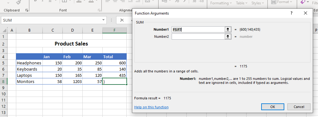 formulas shift f3 arguments