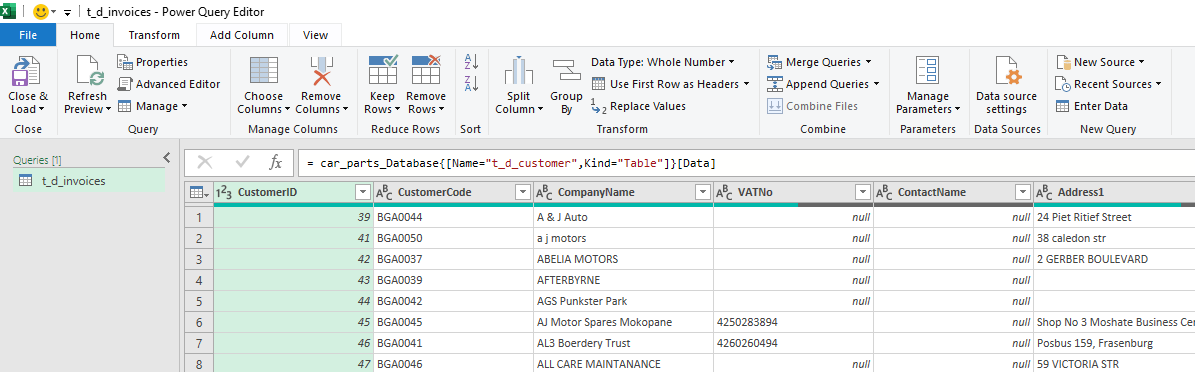 mysql powerquery