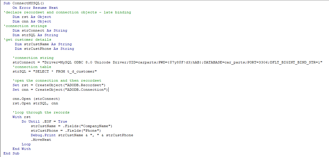 mysql-vba-connect