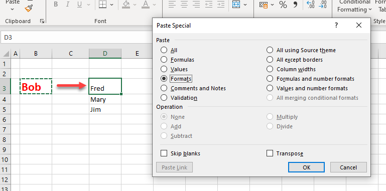 shortcuts formats alt ctrl v