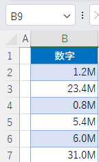 数字 セル書式 M 少数