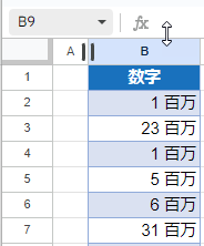 数字 セル書式 百万単位 結果 小数 スプレッドシート