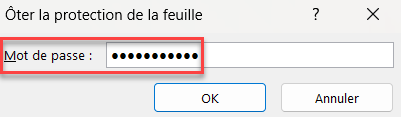 excel erreur rechercher mot de passe