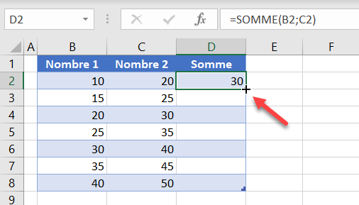 excel formule colonne clique