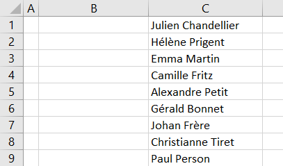 excel saisie validation liste noms