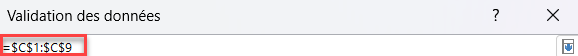 excel saisie validation plage