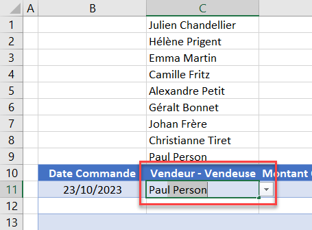 excel saisie validation saisie auto