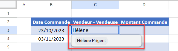 google sheets saisie validation saisie