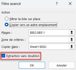 compter doublons une seule fois filtre extraction