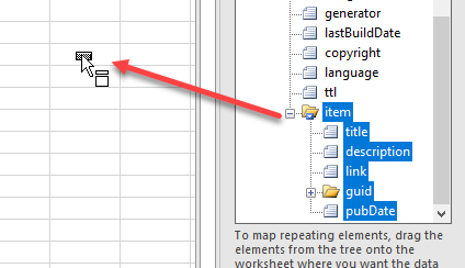 RSS XML drag item