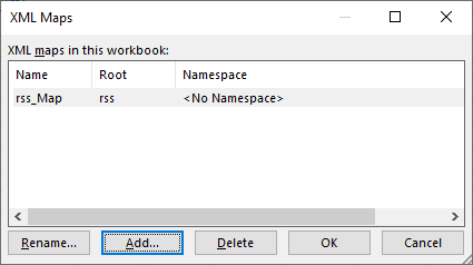 RSS XML maps namespace