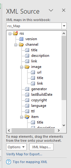 RSS XML rss map