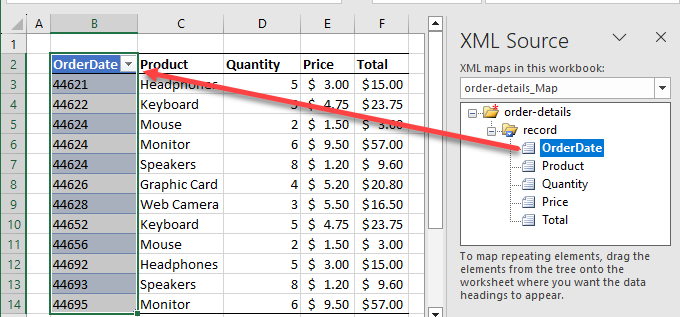 XML element matched