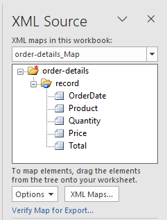 XML map source pane
