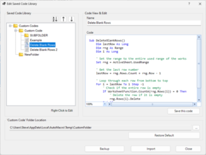 Create Code Library - Automate Excel