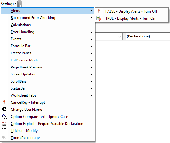 code library settings