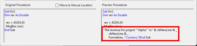 preview string procedure