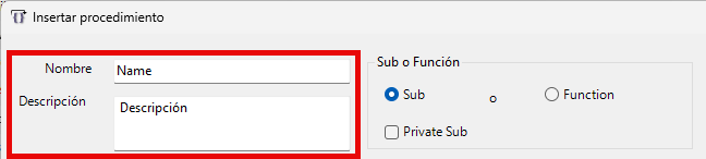 procedure builder name description