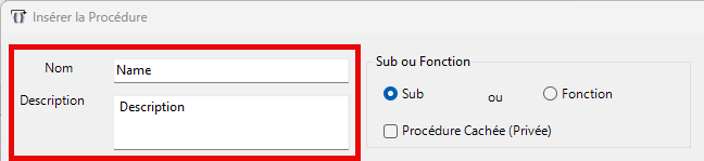 procedure builder name description